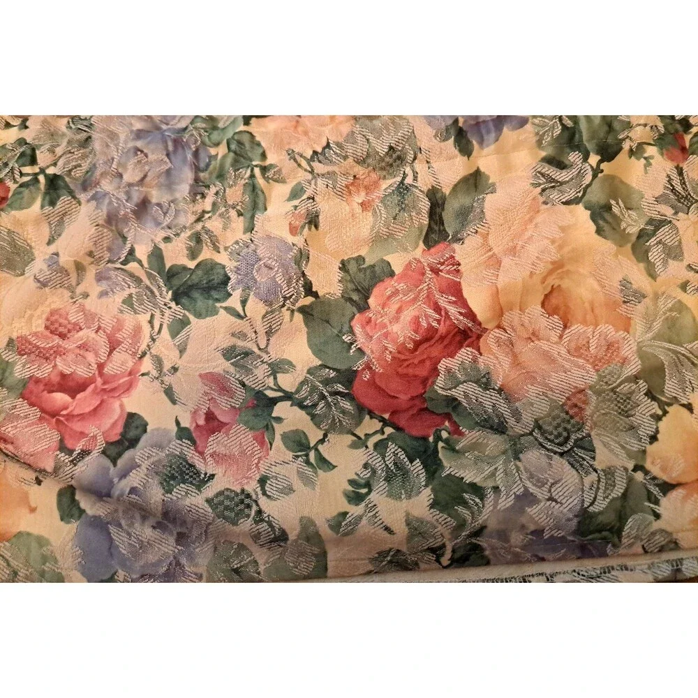 Extra Long Valance Peach Damask Roses Purple Pink Cottage Country Boho 228x12